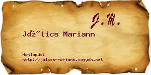 Jálics Mariann névjegykártya